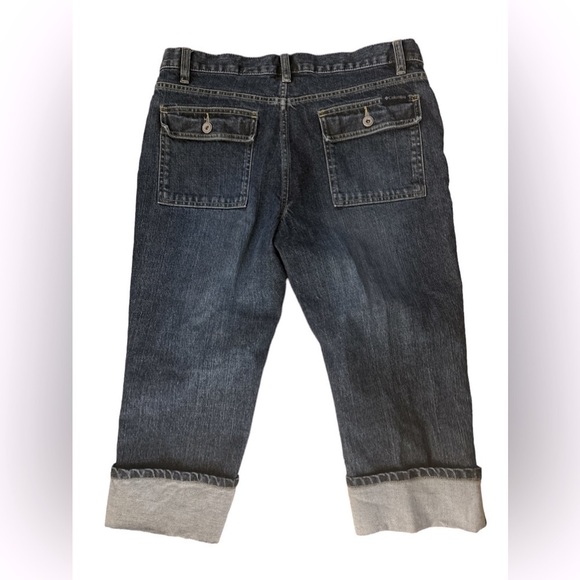 Columbia Blues Cuffed Denim Capri Back button Flap Pockets Women's Size‎ 10 - Picture 2 of 5
